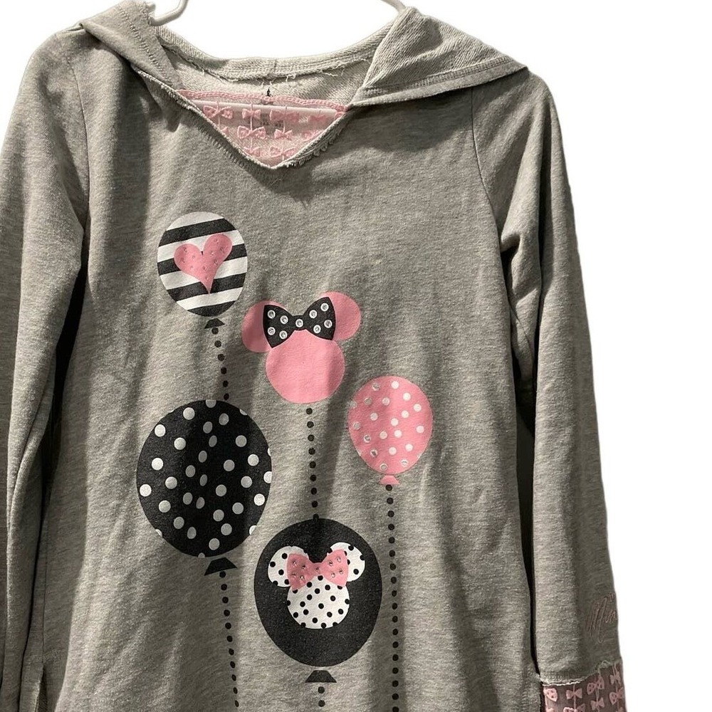 Disney Parks Minnie Mouse Balloons Hoodie‎ Long Sleeve Gray XL